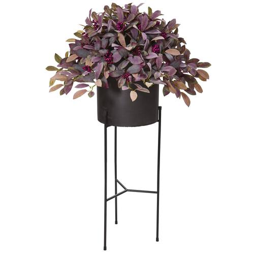 49" Fall Laurel Leaf with Berries Artificial Plant in Black Planter with Stand
