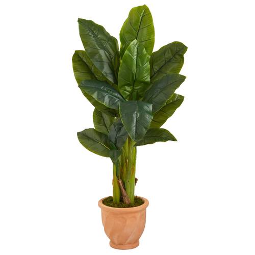49" Triple Stalk Artificial Banana Tree in Terra-Cotta Planter (Real Touch)