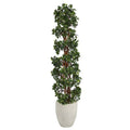 5'English Ivy Topiary Spiral Artificial Tree in White Planter UV Resistant (Indoor/Outdoor)
