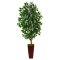 5'Ficus Artificial Tree in Bamboo Planter