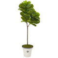 5'Fiddle Leaf Artificial Tree in Decorative Planter (Real Touch)
