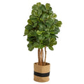 5'Fiddle Leaf Fig Artificial Tree in Handmade Natural Cotton Planter