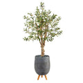 5'Olive Artificial Tree in Gray Tri-Pod Planter