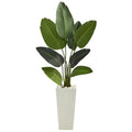 5'Travelers Palm Artificial Tree in Tall White Planter