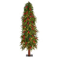 5'Victoria Fir Artificial Christmas Tree with 200 Multi-Color (Multifunction) LED Lights, Berries and 278 Bendable Branches