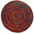 5'x 5'Hand Braided Boho Colorful Chindi Round Rug