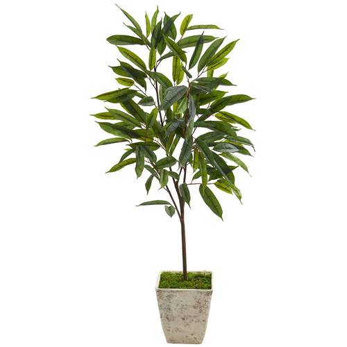 50" Ficus Artificial Plant in Country White Planter