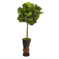 50" Fiddle Leaf Artificial Tree in Bamboo Planter (Real Touch)