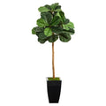 50" Fiddle Leaf Artificial Tree in Black Metal Planter
