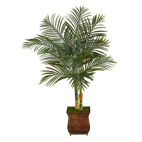 50" Golden Cane Artificial Palm Tree in Metal Planter
