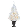 50" White Artificial Christmas Tree with 100 Clear LED Lights in Charcoal Planter