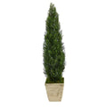 51" Cedar Artificial Tree in Country White Planter (Indoor/Outdoor)