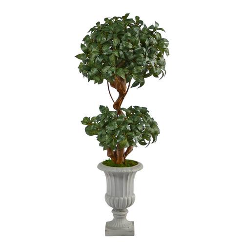 51" Sweet Bay Double Ball Topiary Artificial Tree in Decorative Urn