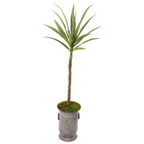 51" Yucca Artificial Plant in Vintage Metal Planter