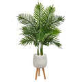 52" Areca Palm Artificial Tree in White Planter with Stand (Real Touch)