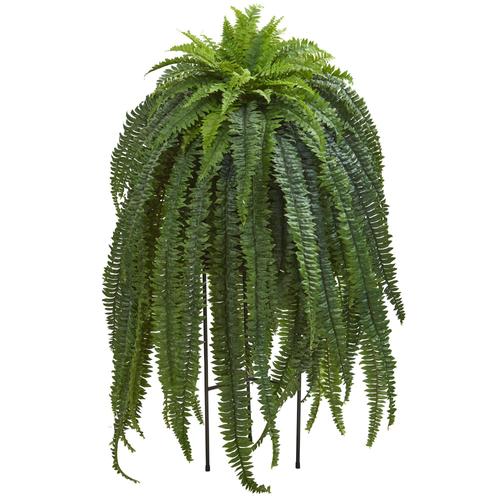 52" Boston Fern Artificial Plant in Black Stand Planter