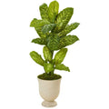 52" Dieffenbachia Artificial Plant in White Urn (Real Touch)