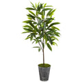 52" Ficus Artificial Plant in Planter with Black Pattern