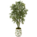 52" Parlor Palm Artificial Tree in Floral Print Planter