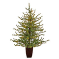 52" Vancouver Mountain Pine Artificial Christmas Tree with 100 Clear Lights and 374 Bendable Branches in Bronze Metal Planter