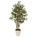 53" Ficus Artificial Tree in Country White Planter