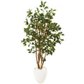 53" Ficus Artificial Tree in White Planter