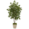 53" Oak Artificial Tree in Country White Planter