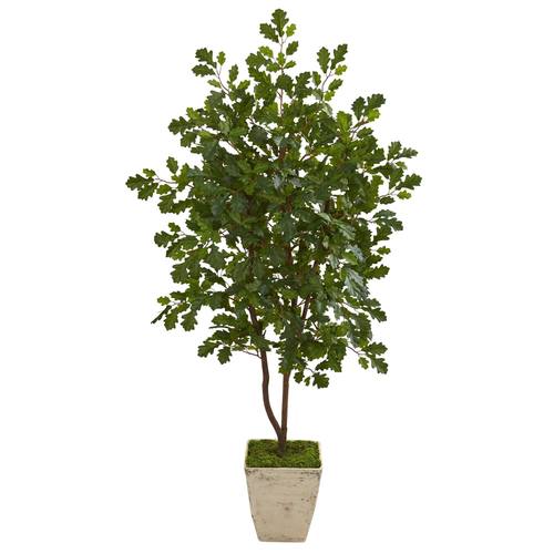 53" Oak Artificial Tree in Country White Planter