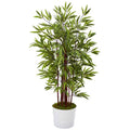 54" Bamboo Artificial Tree in White Tin Planter