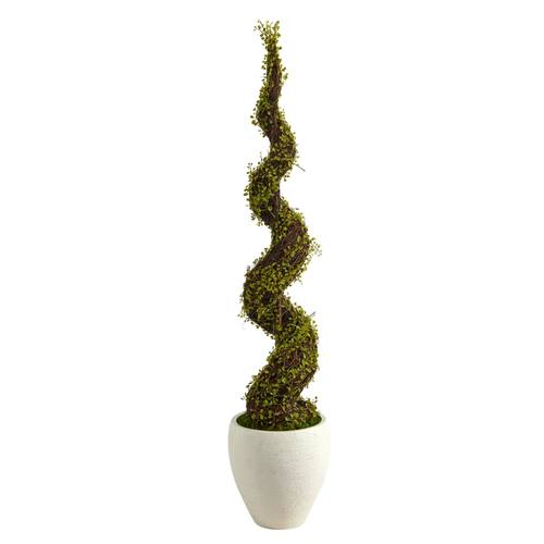 54" Mohlenbechia Spiral Artificial Tree in White Planter