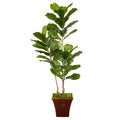 5.5'Fiddle Leaf Artificial Tree in Brown Planter UV Resistant (Indoor/Outdoor)