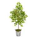 55" Lemon Artificial Tree in Vintage Metal Pail