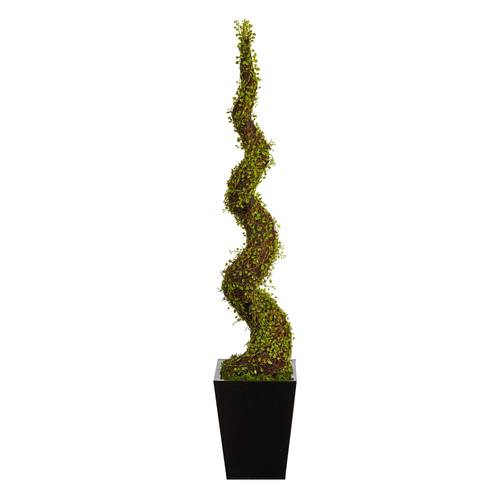 55" Mohlenbechia Spiral Artificial Tree in Black Metal Planter