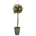 55" Rose Topiary Artificial Tree in Planter with Black Pattern