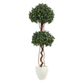 5.5'Sweet Bay Double Ball Topiary Artificial Tree in White Planter
