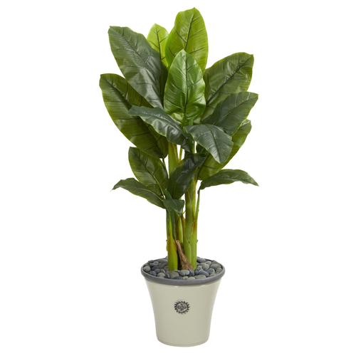 55" Triple Stalk Artificial Banana Tree in Decorative Planter (Real Touch)