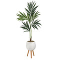56" Kentia Artificial Palm Tree in White Planter with Stand