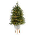 56" Vancouver Fir “Natural Look" Artificial Christmas Tree with 250 Clear LED Lights and 814 Bendable Branches in White Planter with Stand