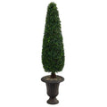 57" Boxwood Topiary Artificial Tree in Charcoal Urn UV Resistant (Indoor/Outdoor)