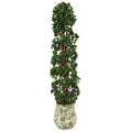 58" English Ivy Topiary Spiral Artificial Tree in Floral Print Planter UV Resistant (Indoor/Outdoor)