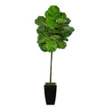 58" Fiddle Leaf Artificial Tree in Black Metal Planter