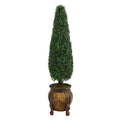 59" Boxwood Topiary Artificial Tree in Decorative Planter UV Resistant (Indoor/Outdoor)
