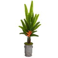 59" Traveler's Palm Artificial Tree in Vintage Metal Planter
