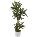 59" Yucca Artificial Plant in White Tin Planter