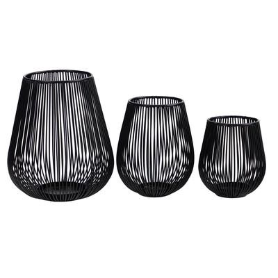6", 8" and 10'Vintage Black Metal Wire Tea Votive Lantern Candle Holder (Set of 3)