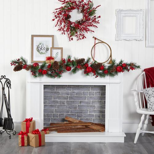 6'Apple, Berries and Pinecone Artificial Garland