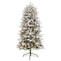 6' Aspen Mountain Fir Flocked Christmas Tree with 1198 Bendable Branches and 450 LED Lights