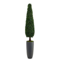 6'Boxwood Topiary Artificial Tree in Gray Planter UV Resistant (Indoor/Outdoor)