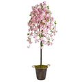 6' Cherry Blossom Artificial Tree in Decorative Metal Pail with Rope