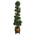 6'English Ivy Topiary Spiral Artificial Tree in Decorative Planter UV Resistant (Indoor/Outdoor)